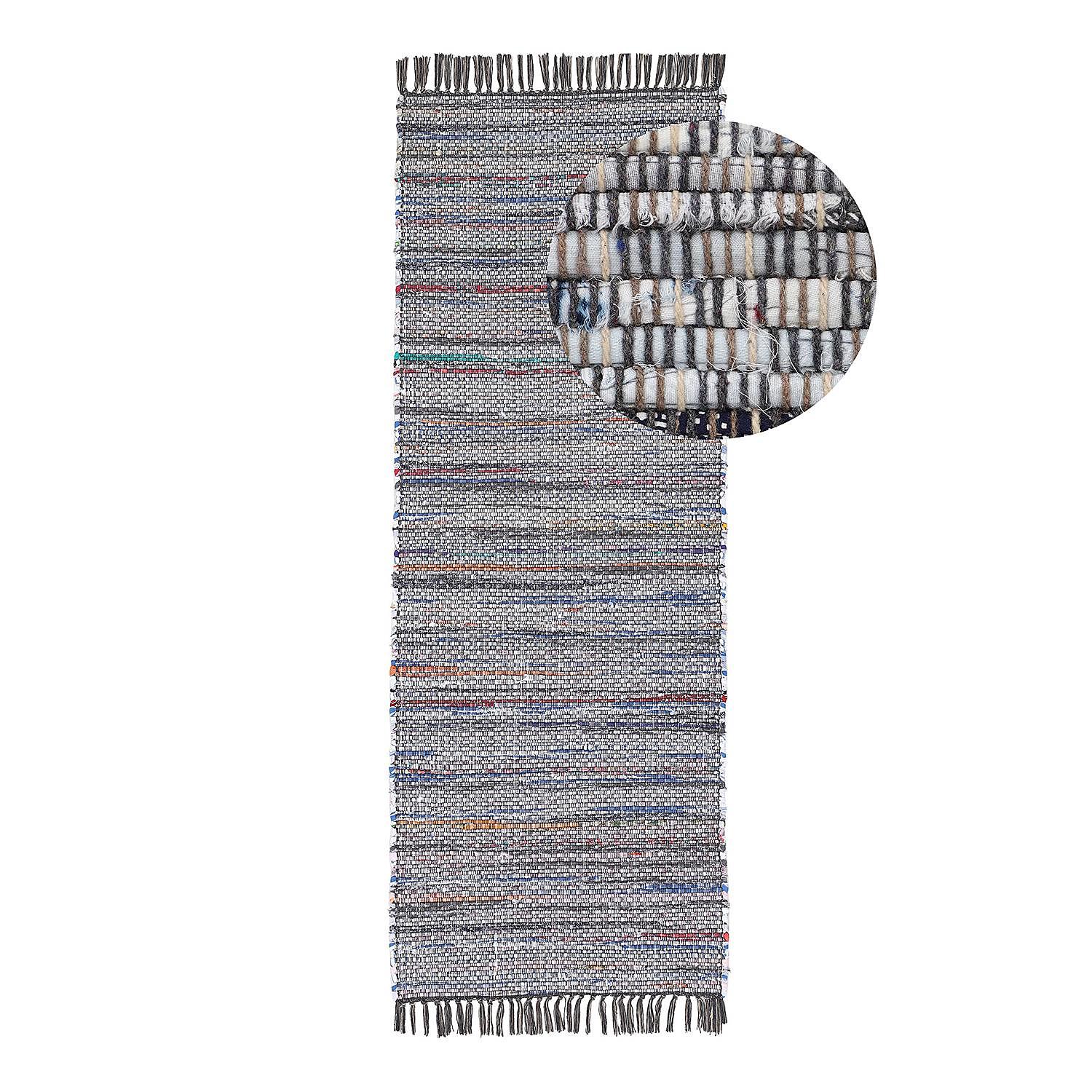 Kilim Chindi Läufer Baumwolle Polyester Grau 75 x 240 cm 0