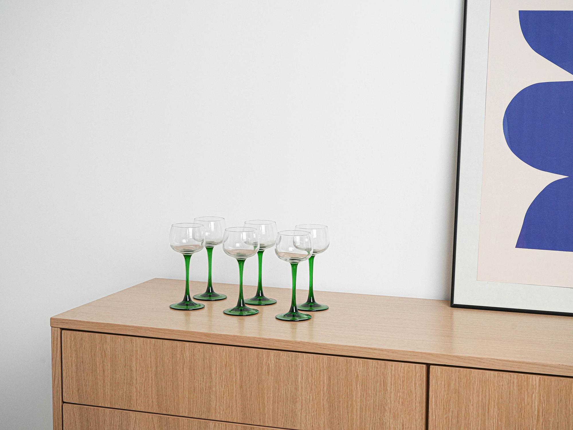 Wine glasses set Green 1970s 1