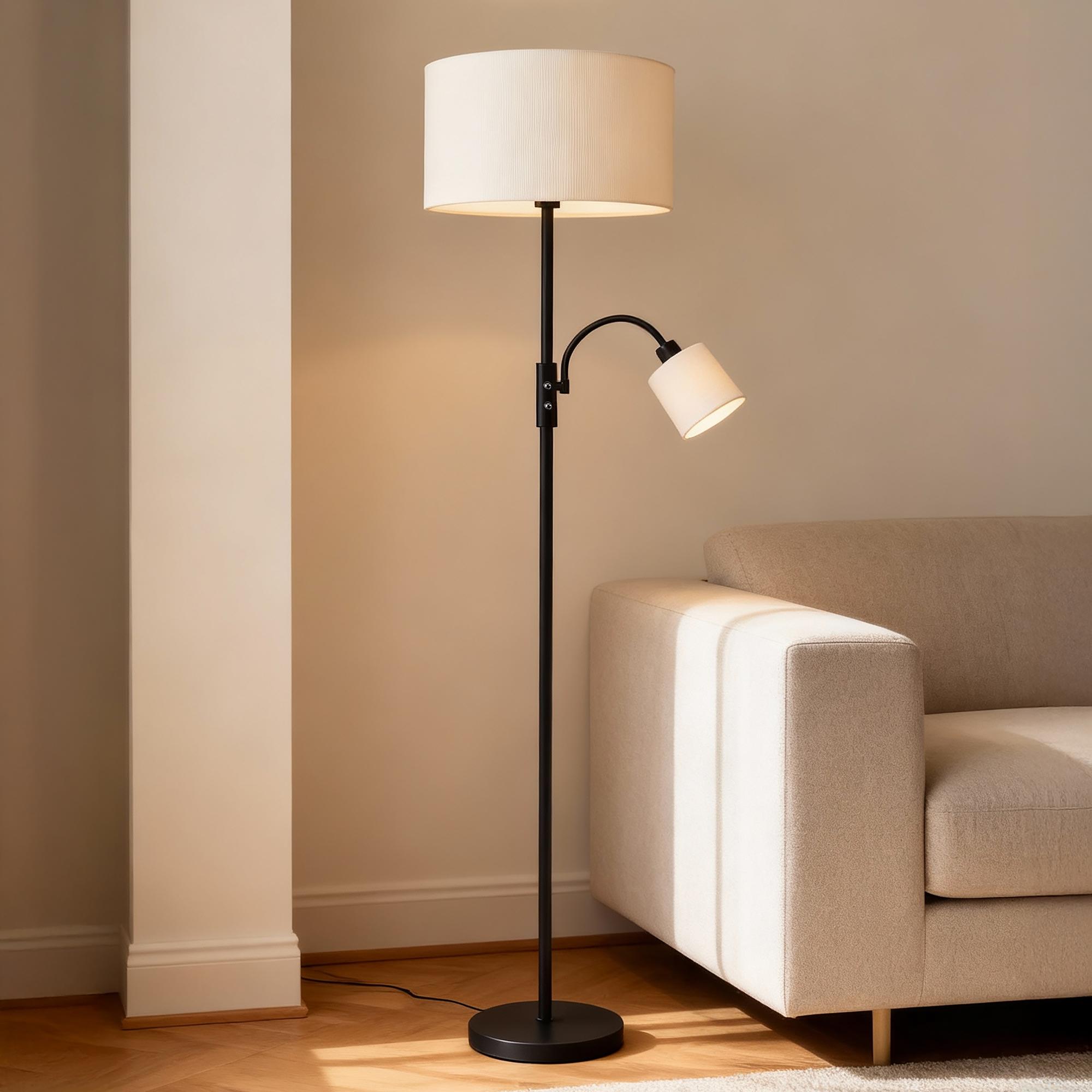 Berby Stehleuchte 2-flammig Gusseisen Samt Beige  1