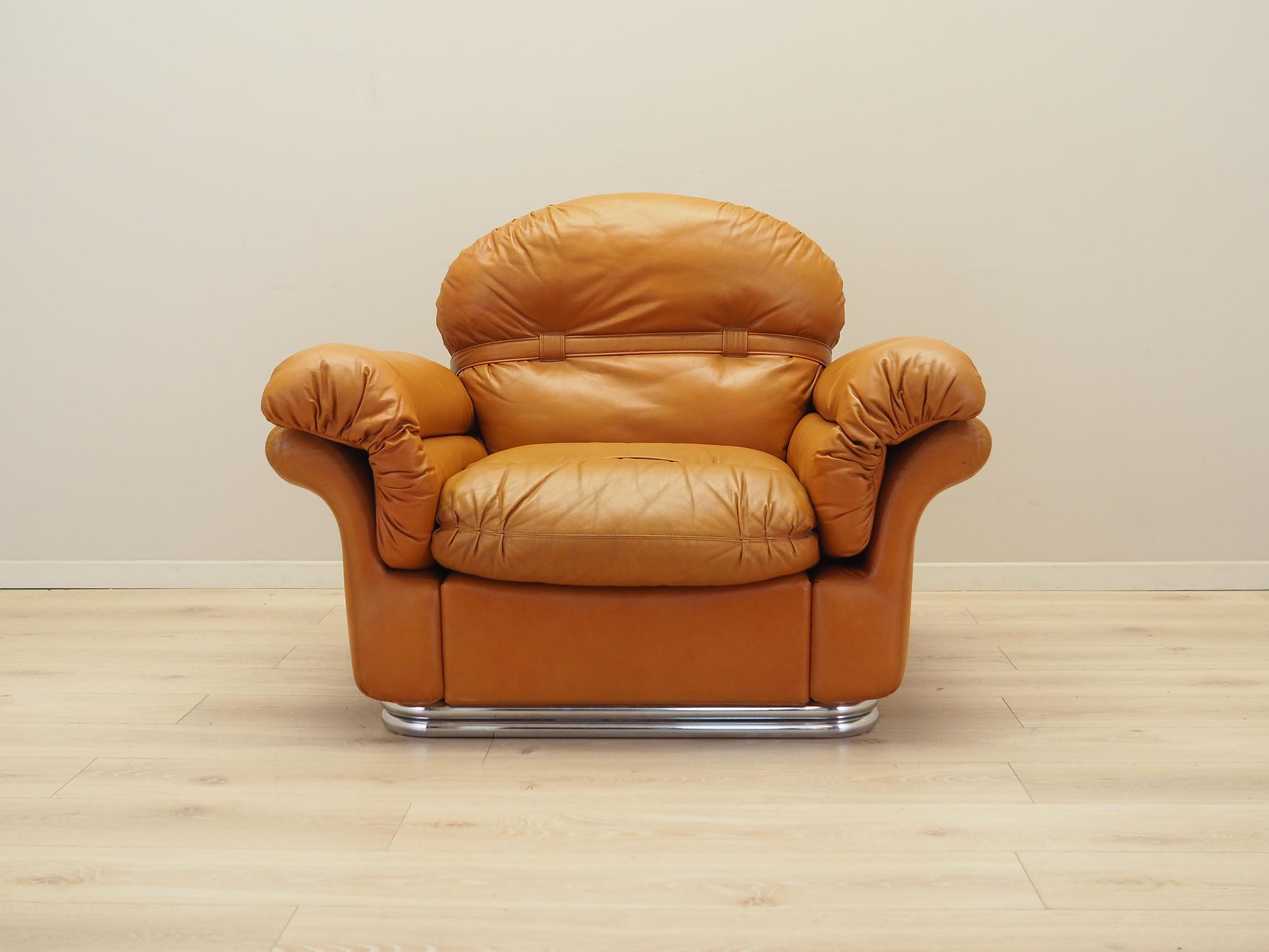Sessel Leder Braun 1960er Jahre 1