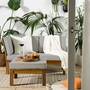Loungehocker LEXI Webstoff / Akazie massiv Hellgrau 6