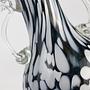 Vintage Murano Blumenvase Italien 1960er Schwarz-Weiß Swirl 4