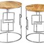 Agra Set aus 2 Mangoholz Beistelltischen mit runder Platte
 4