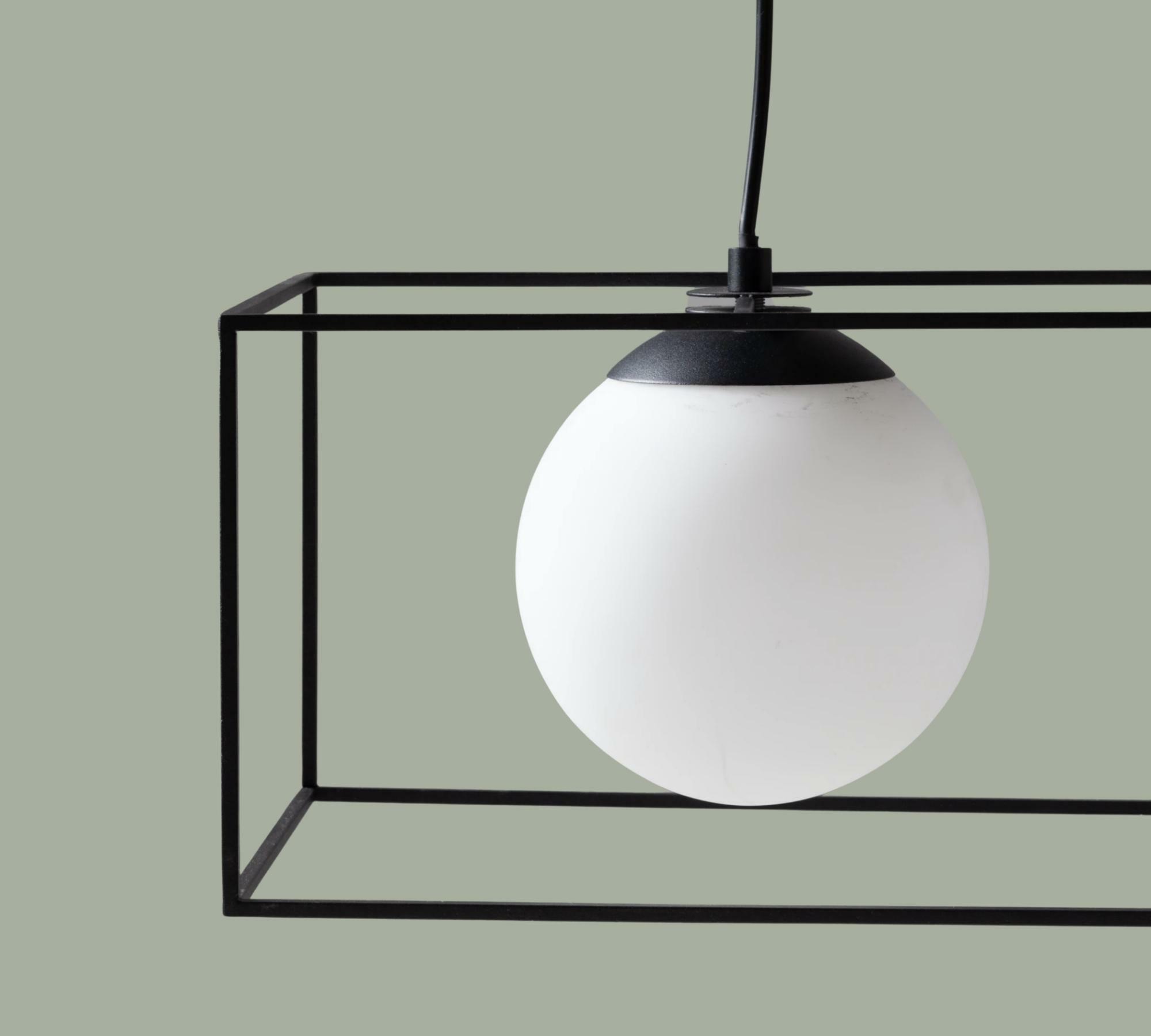 4-flammige Pendelleuchte Milchglas Schwarz 5