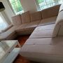 Ecksofa mit Schlaffunktion Textil Beige 1