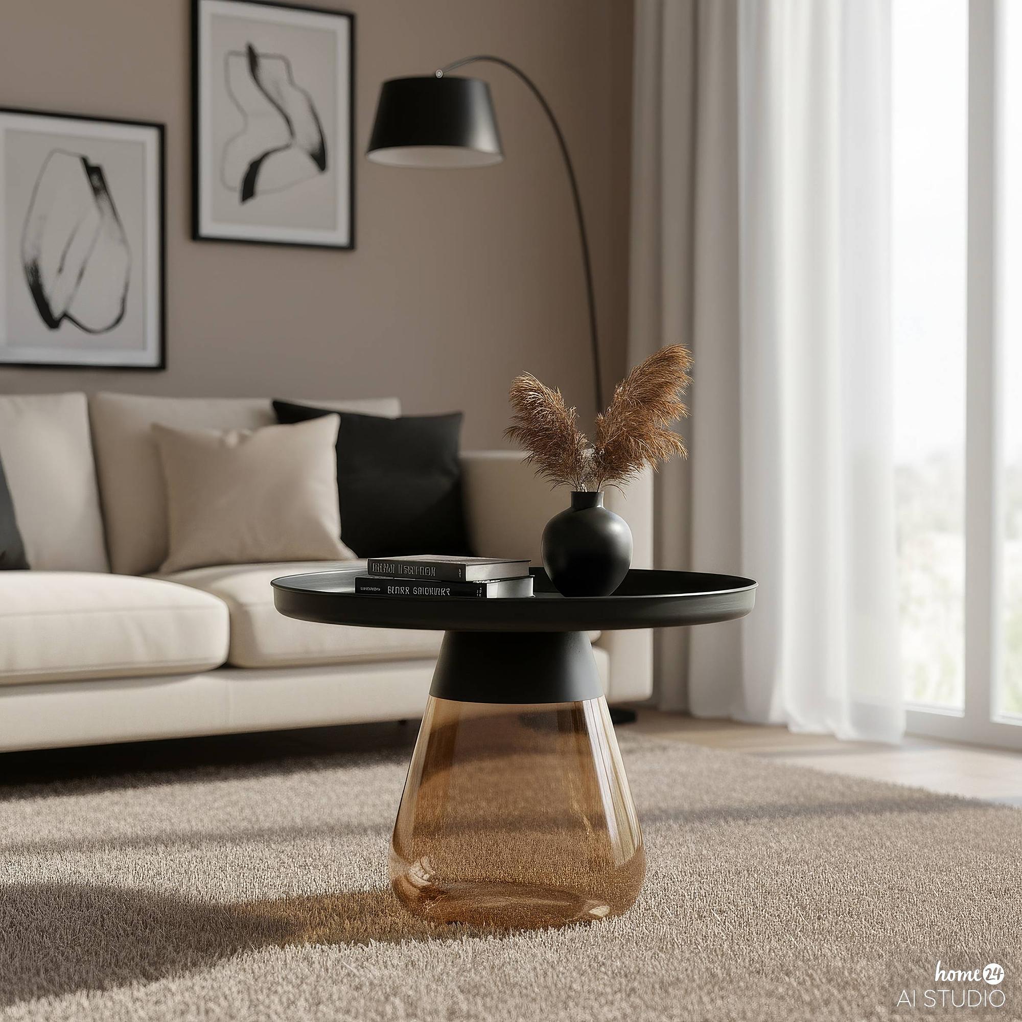 Caviatta Couchtisch Glas Metall Hellbraun  1