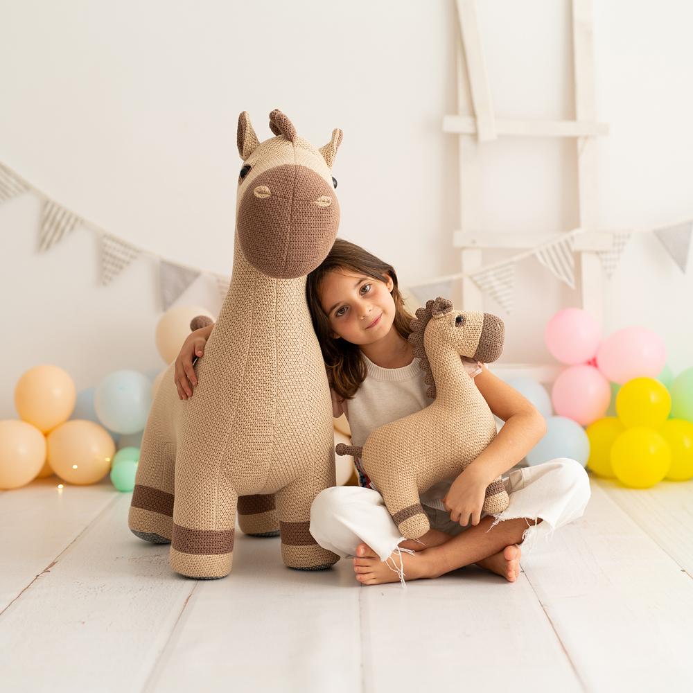 Horse Maxi & Horse Mini Plush Toy Cotton Brown 7