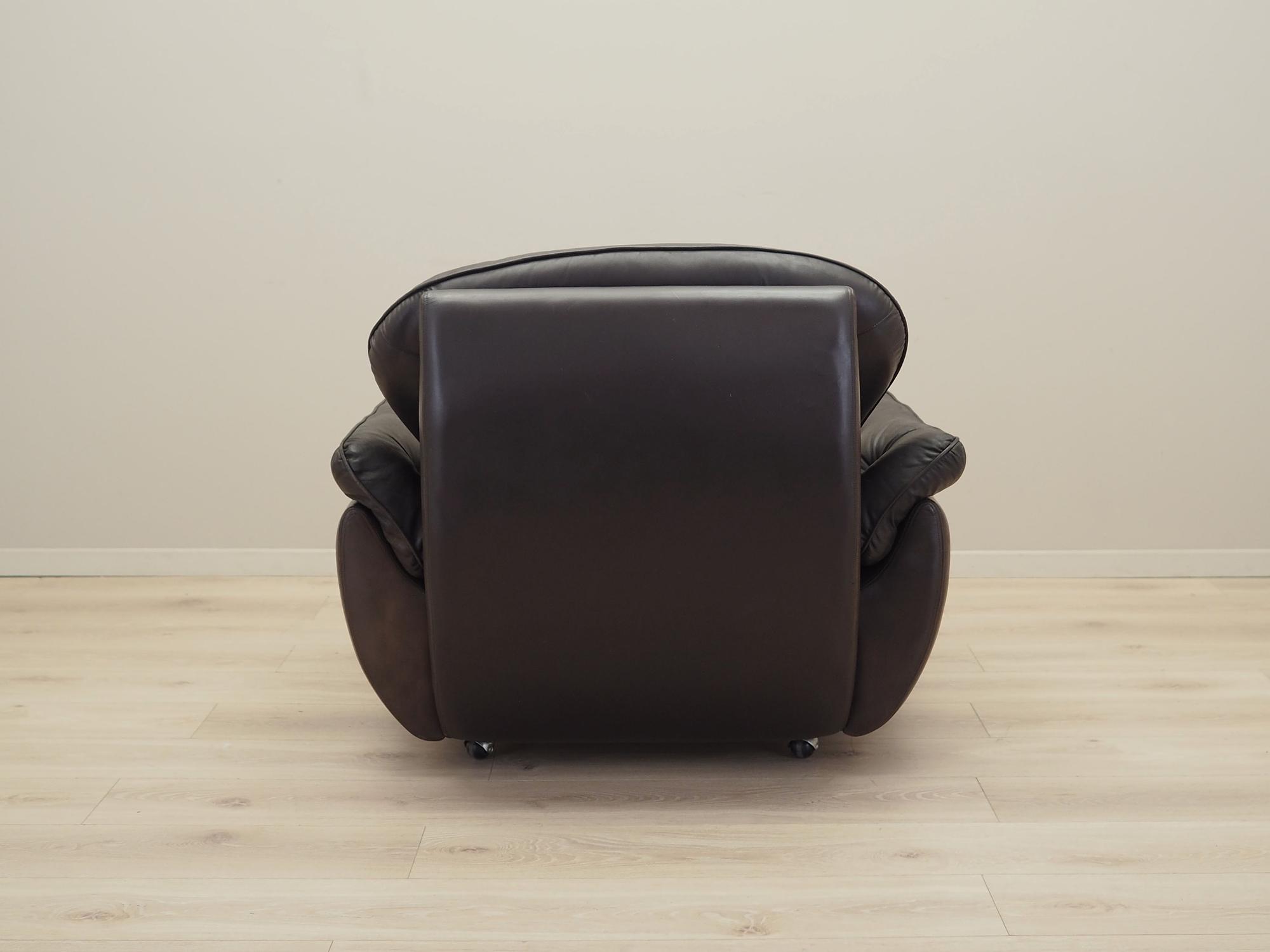 Armchair with casters, leather, brown, 1970s 5