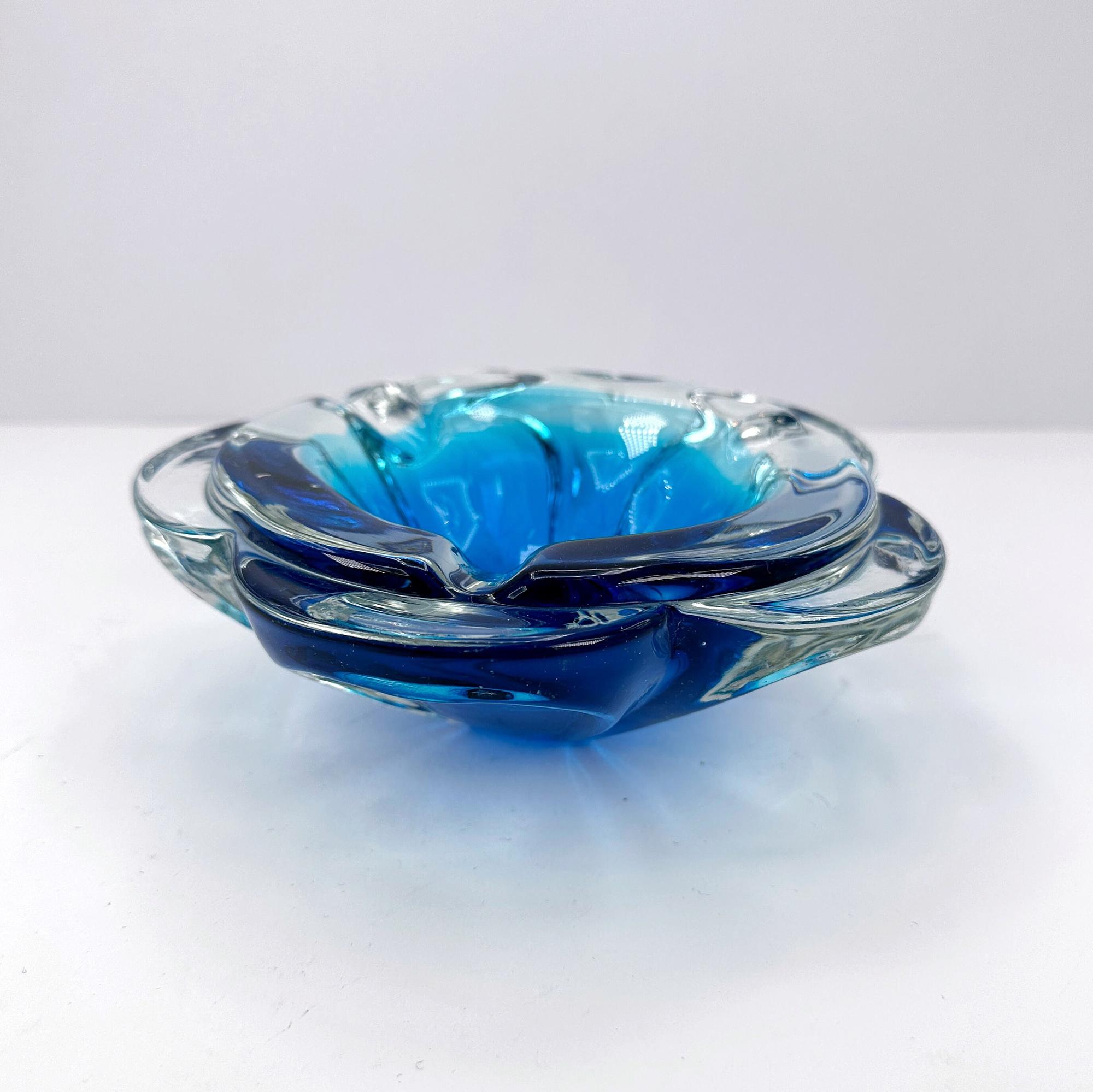 Vintage Bohemian Ashtray Blue 1970s 5