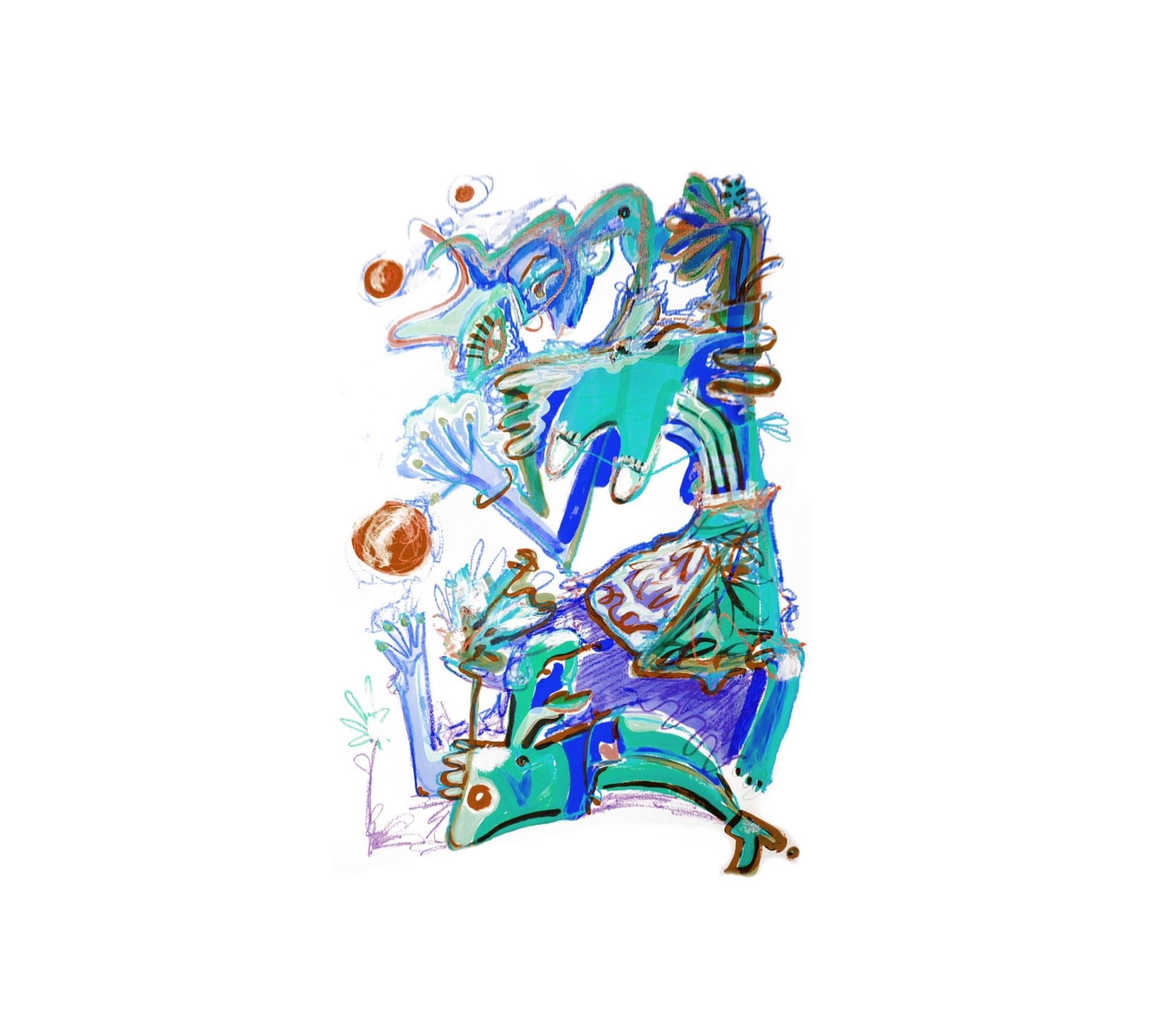 Mamma e bimbo Kunstdruck Mehrfarbig 0