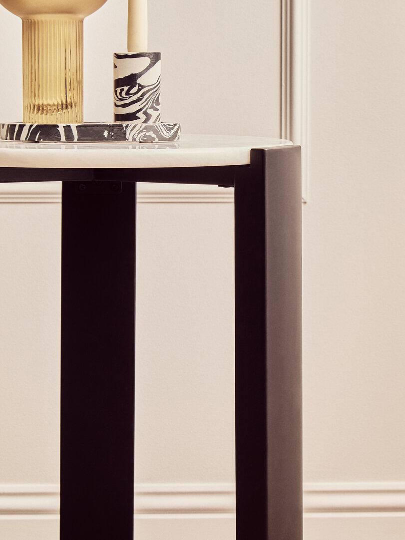 Palermo Tavolino rotondo marmo legno nero bianco 3