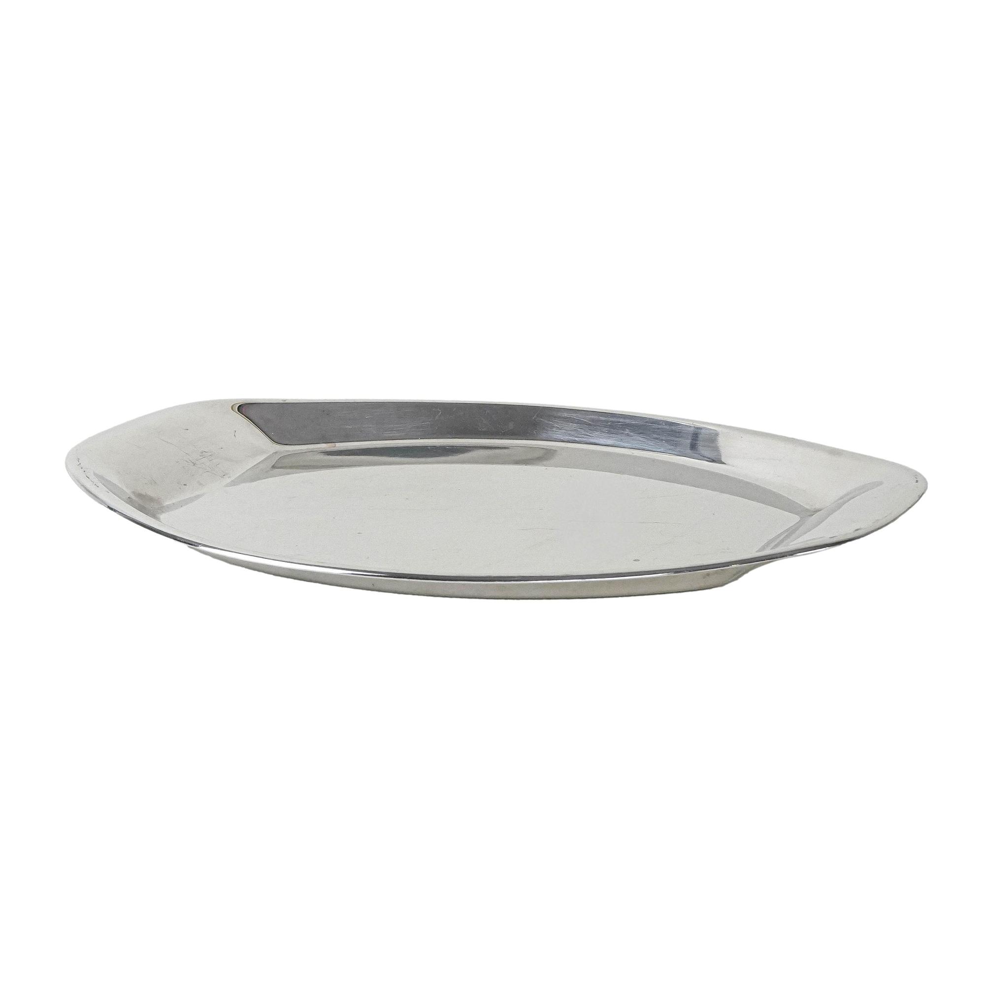 Metal tray Oval Silver 1980s 0