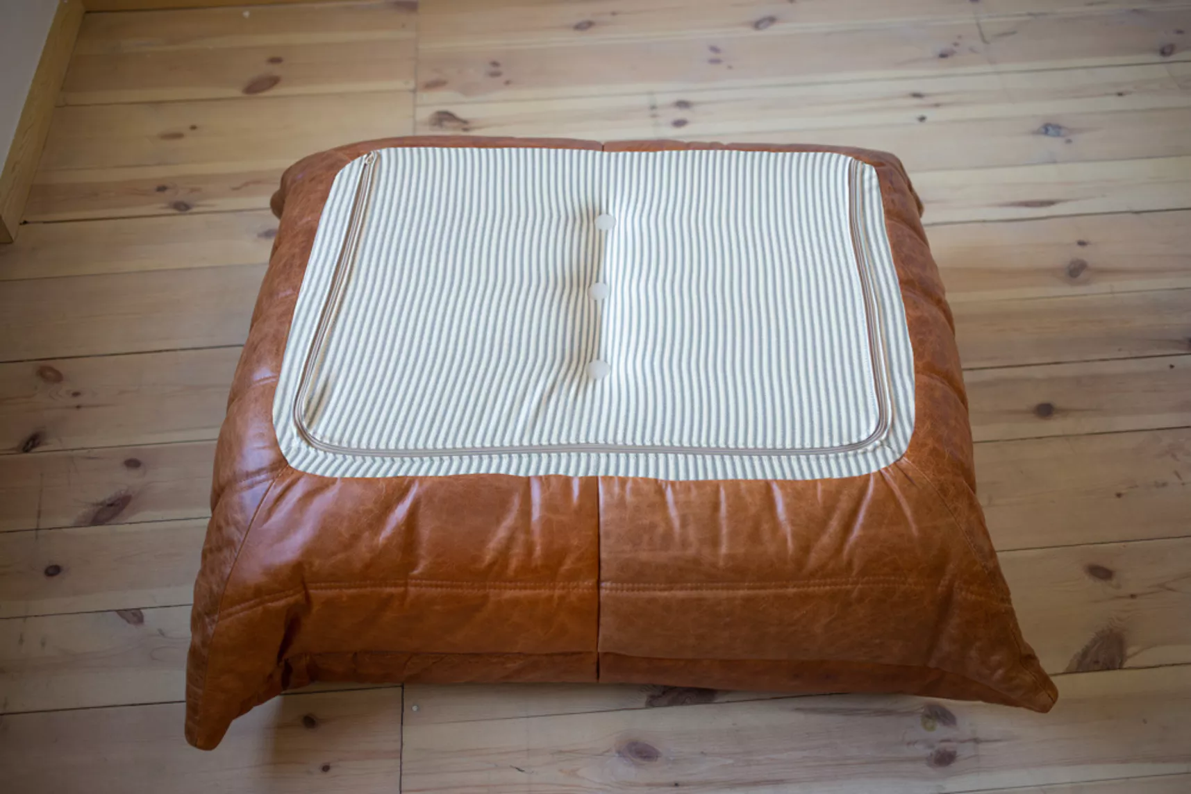 Togo Poltrona e Pouf Set Pelle Pull-Up Marrone Pino 8