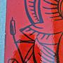 Vintage Wandfliese Keramik Ente Rot Schwarz 3