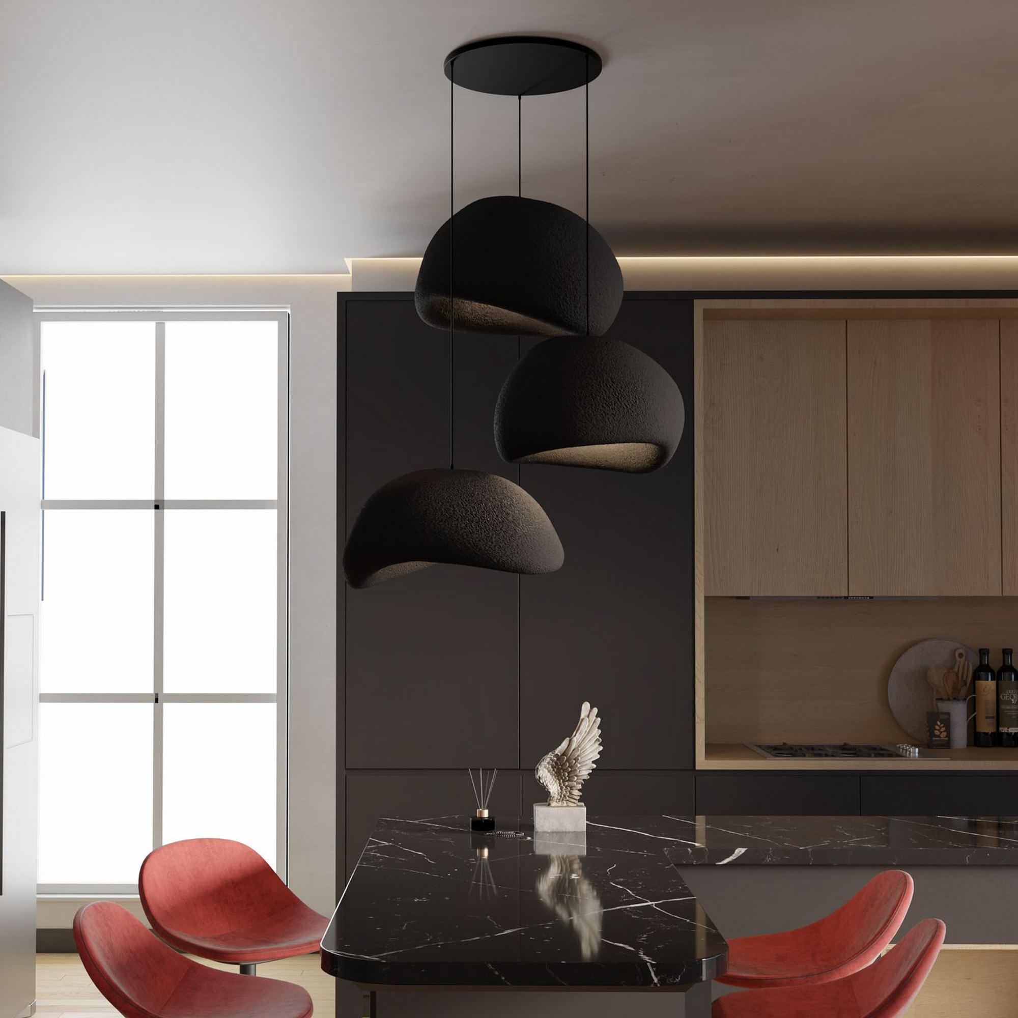 3-Flammig Wabi Sabi Shibumi Orbs Pendelleuchte Schwarz 2