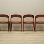 4x Chair Teak Wood Faux Leather Beige 1970s 10
