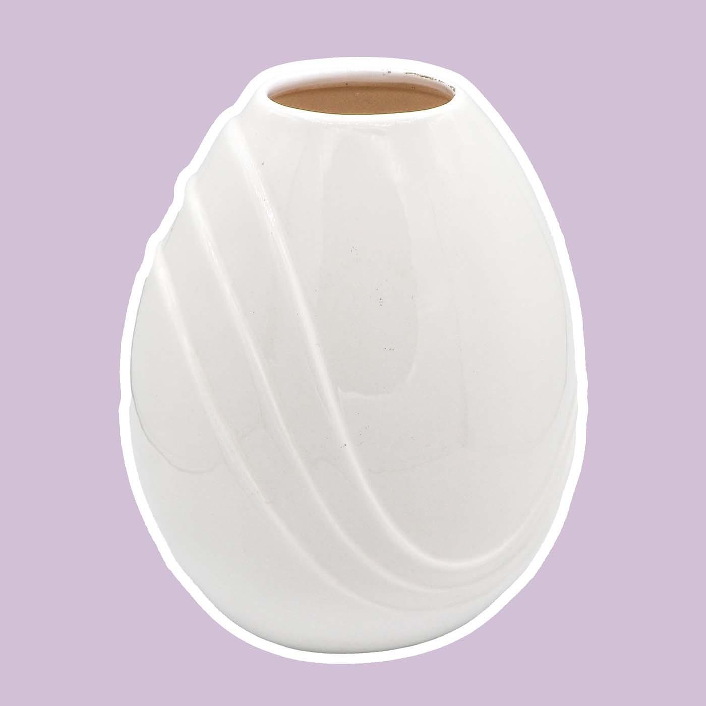 Vintage Muschel Blumenvase Keramik Weiß 1980s Jahre 0