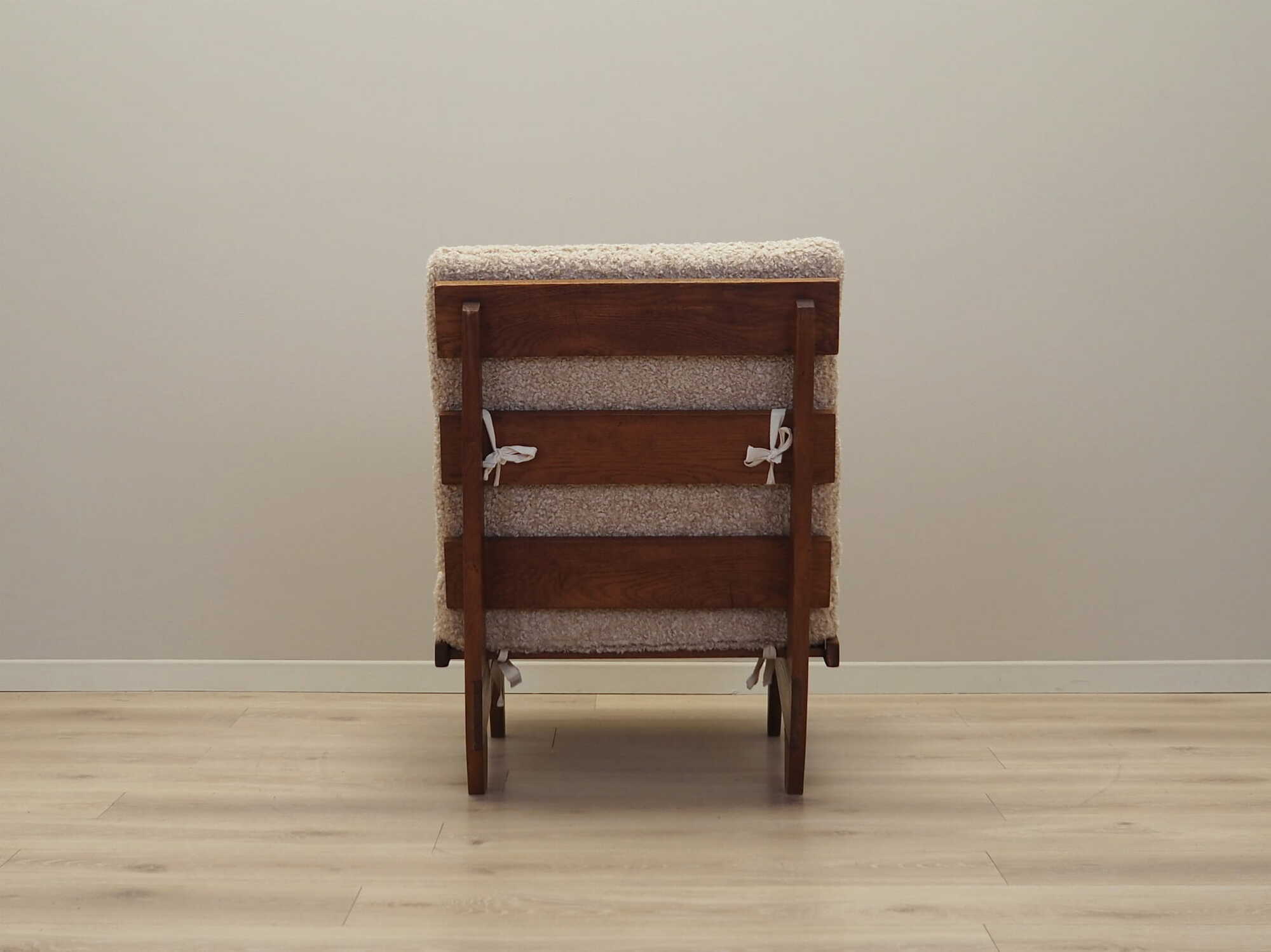 Vintage Sessel Textil Holz Weiß 1960er Jahre 6