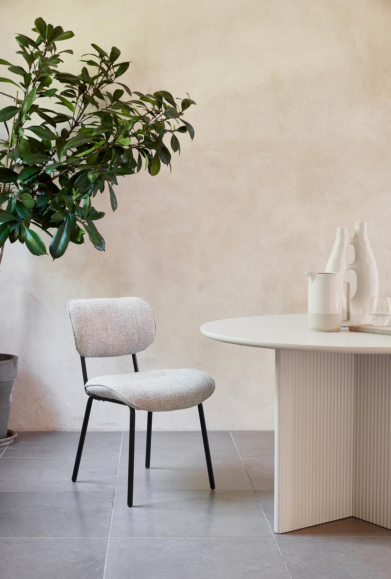 2x Esszimmerstuhl Ootann Polyester Stahl Creme 2