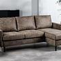 Sofa 3-Sitzer Chaiselongue Links Rechts Stoff Braun 9