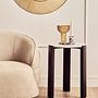 Palermo Round Side Table Marble Wood Black White 0
