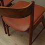 4x Chair Teak Wood Faux Leather Beige 1970s 13