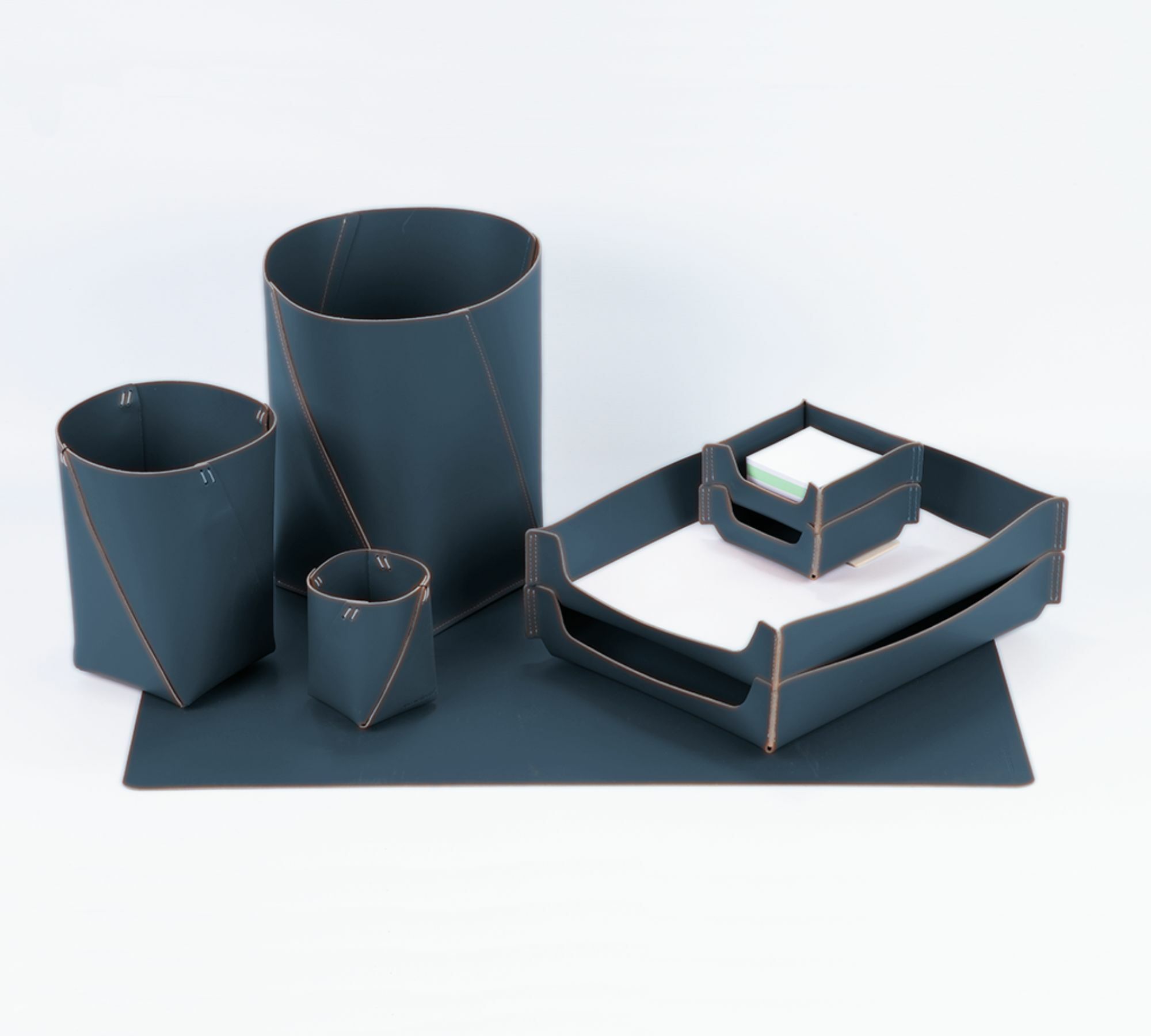 Stiftehalter 100% Recyceltes Leder Blau 5