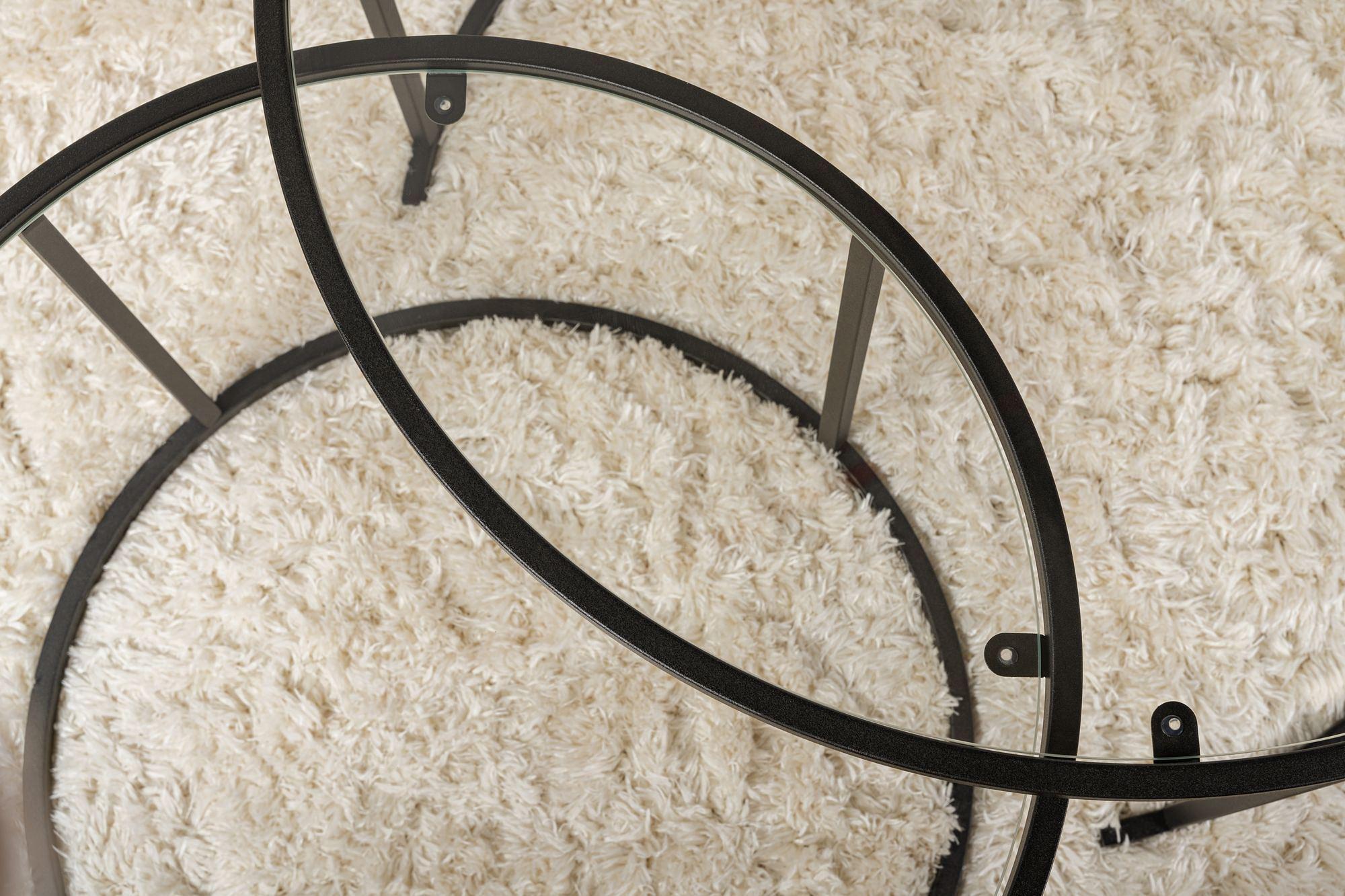 2x Aurum Couchtisch-Set Schwarz Transparent Ø80cm Ø60cm 5