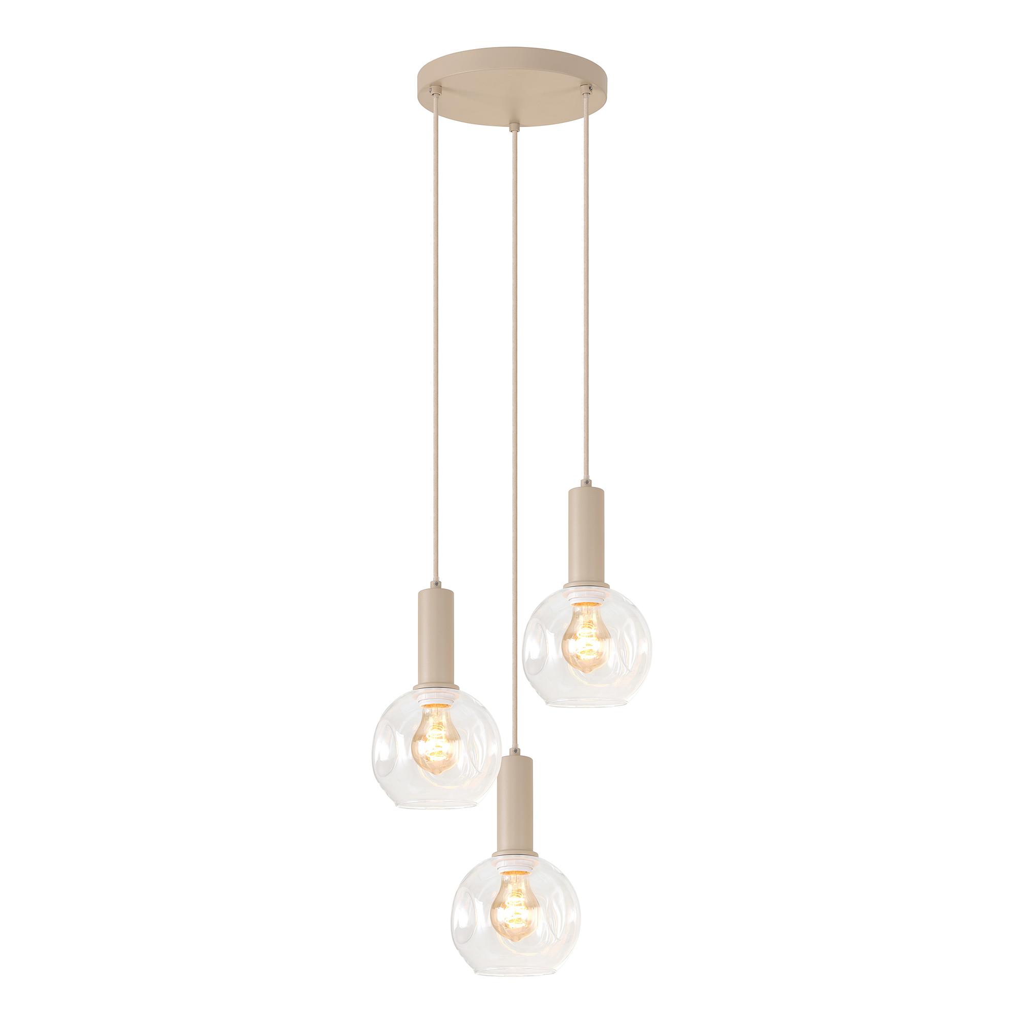3-Flammig Bilman Pendelleuchte Gusseisen Klarglas Beige 4