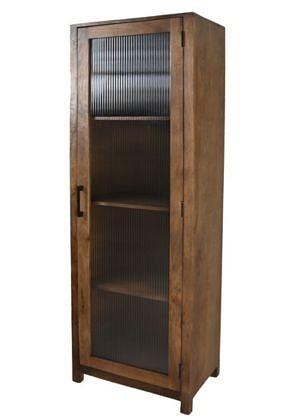 Vitrine mit Tür Mangoholz Glas 3
