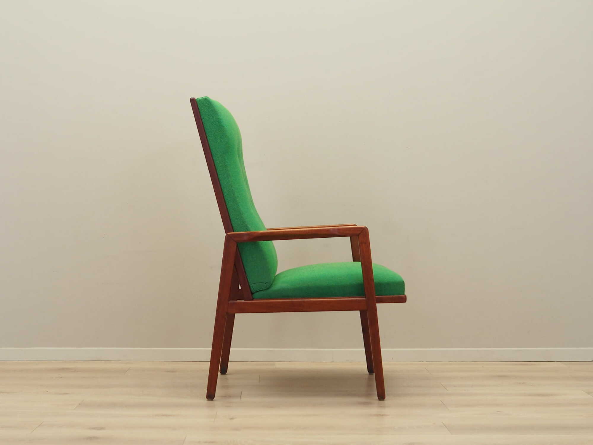 Armchair Teak wood Textile Green 1970s 6