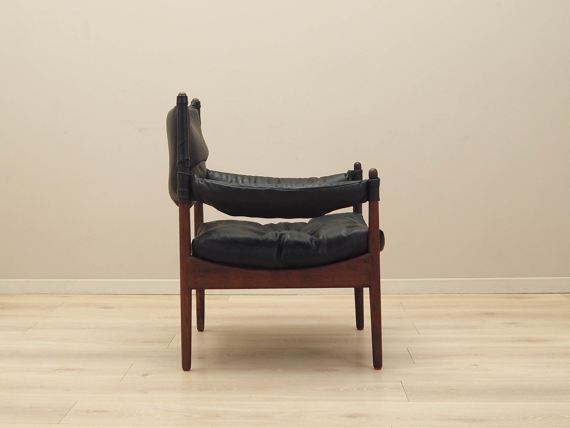 Modus Armchair Wood Leather Black 1960s 8