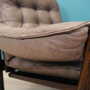 Vintage armchair leather wood brown 1960s 9