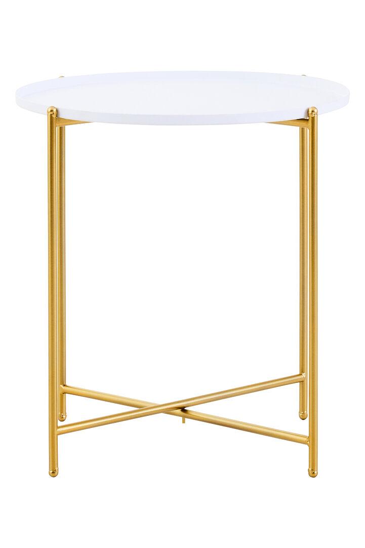 Trosa Round Side Table Iron White Gold 0