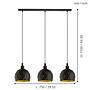 Roccaforte III Pendant Lamp Steel Black 3-light 3