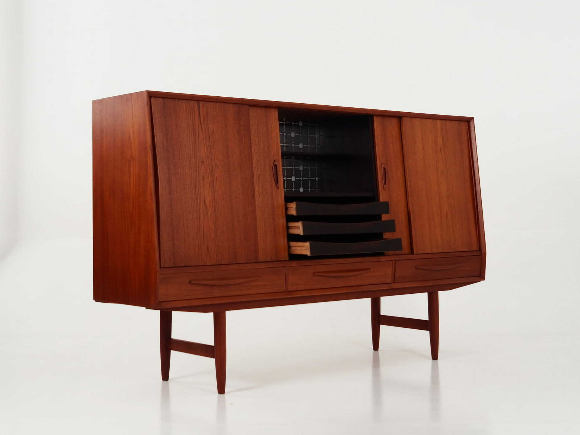 Highboard Teakholz Braun 1970er Jahre 4