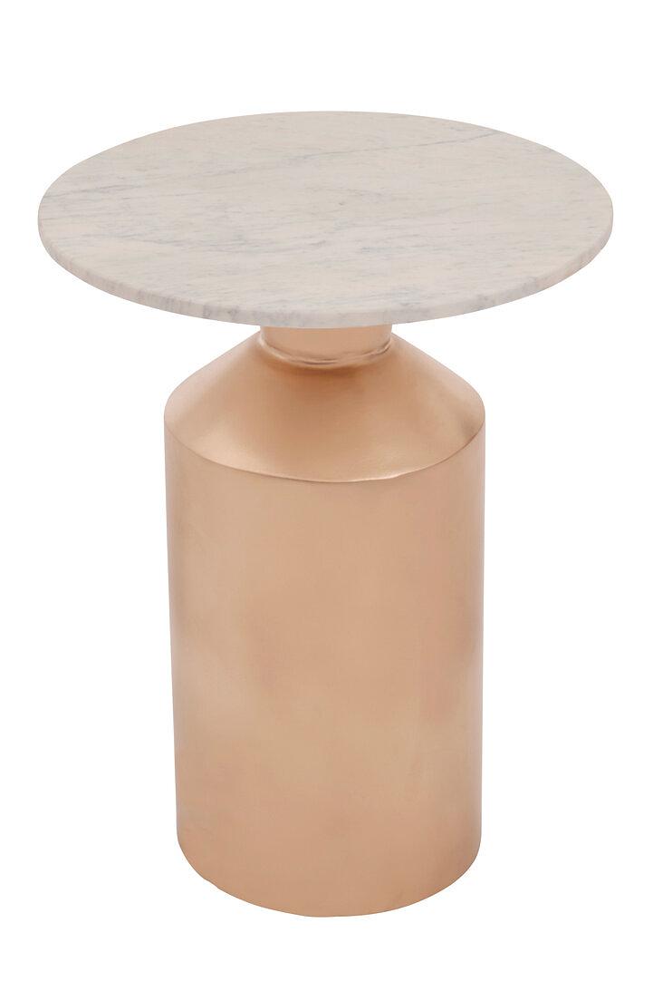 Amira White Marble Top Gold Base Beistelltisch
 4
