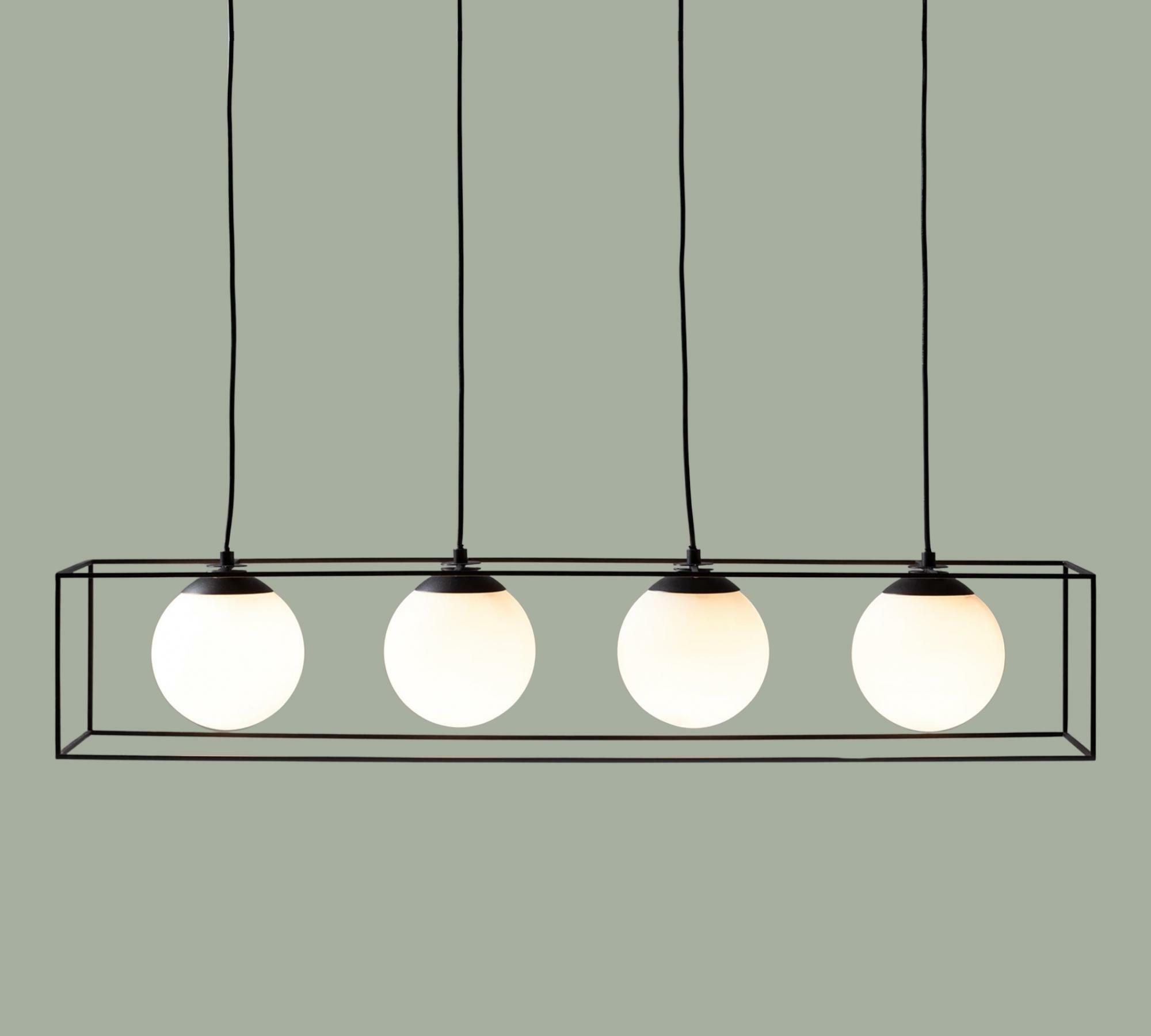 4-flammige Pendelleuchte Milchglas Schwarz 3
