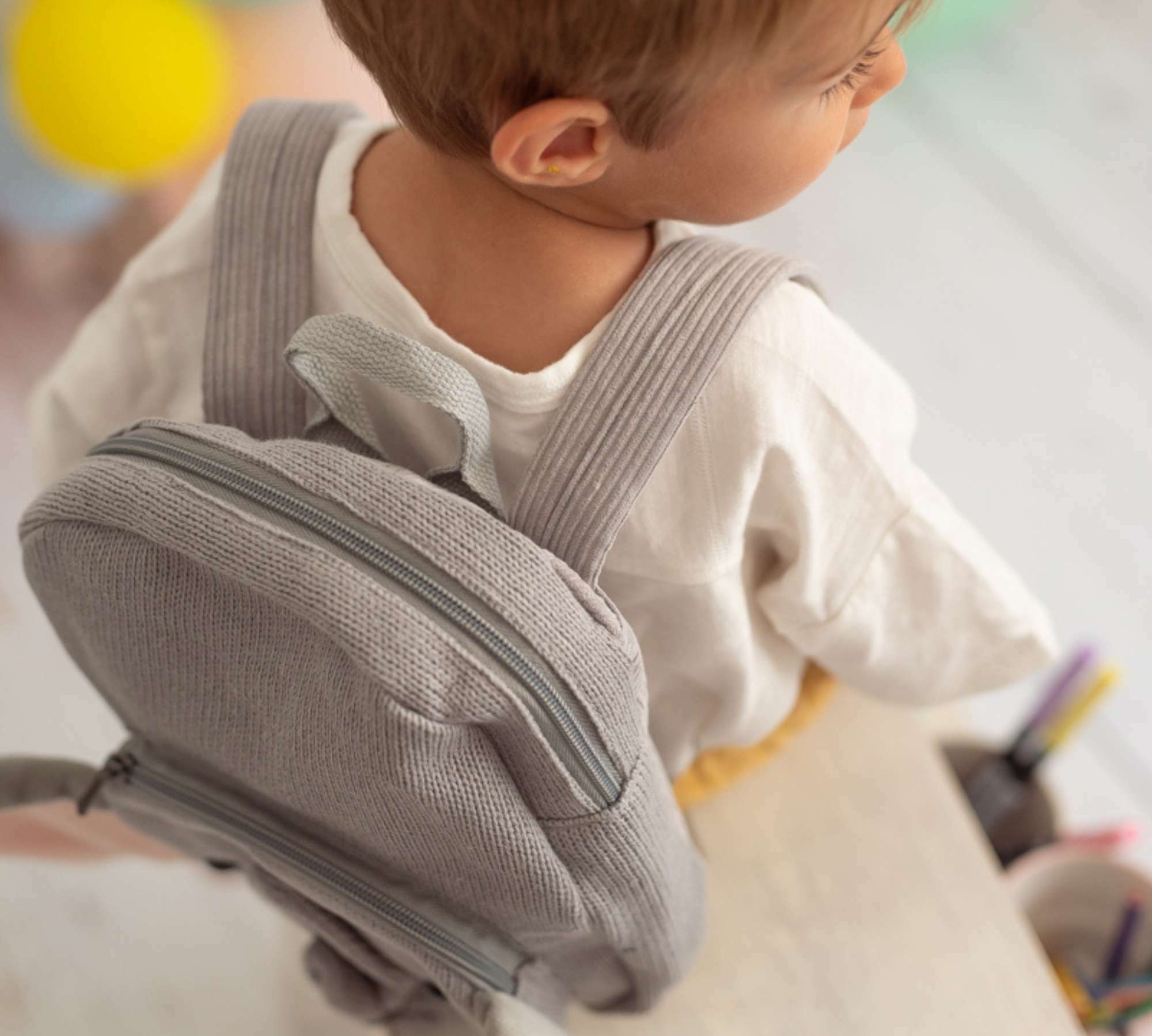 Elephant Backpack Cotton Grey 1