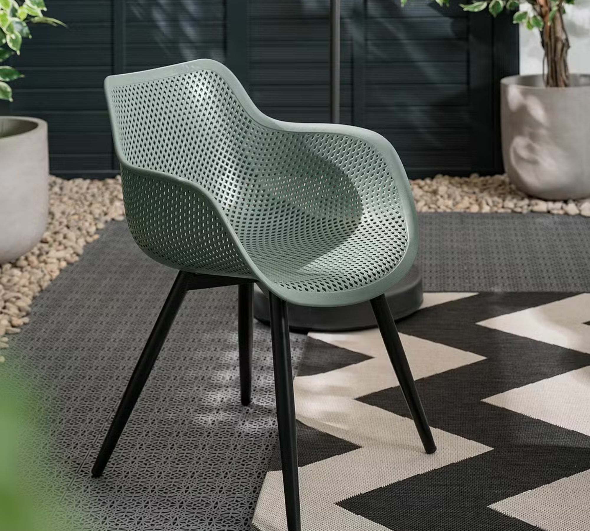 2x Pero Gartenstuhl Kunststoff Stahl Olivgrün 2