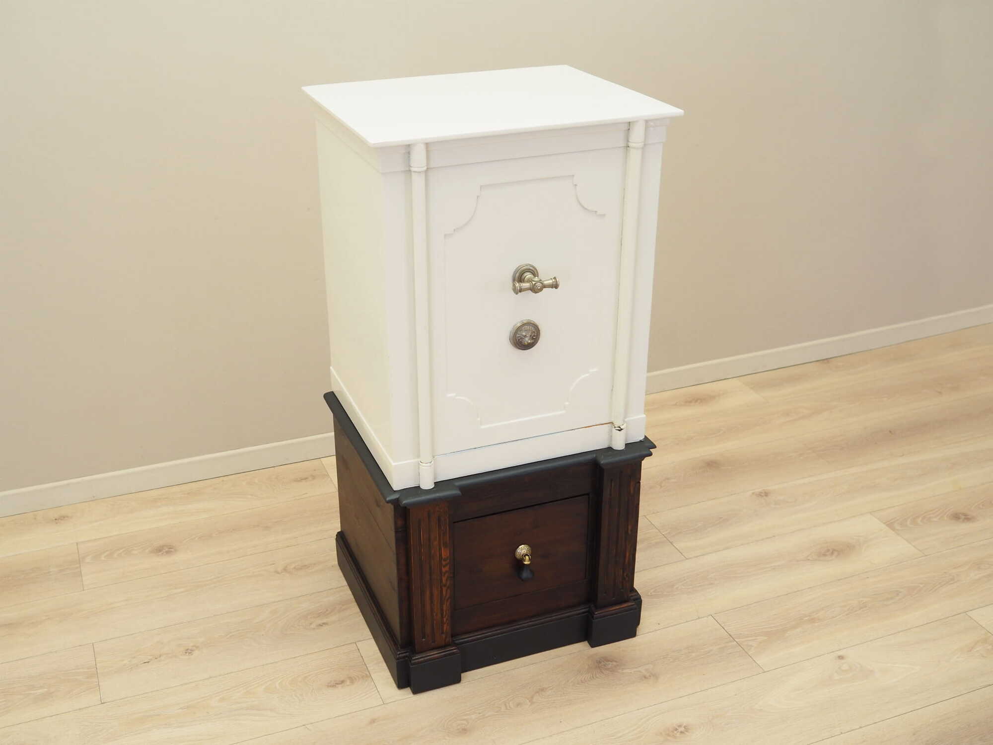 Vintage safe steel wood cream 1950s 4