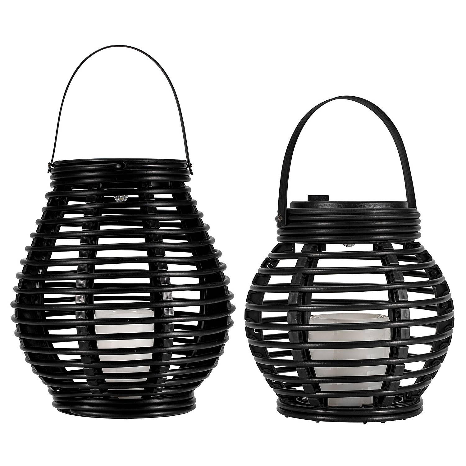 Solar lantern Sunshine Glow set of 2 plastic beige black 4