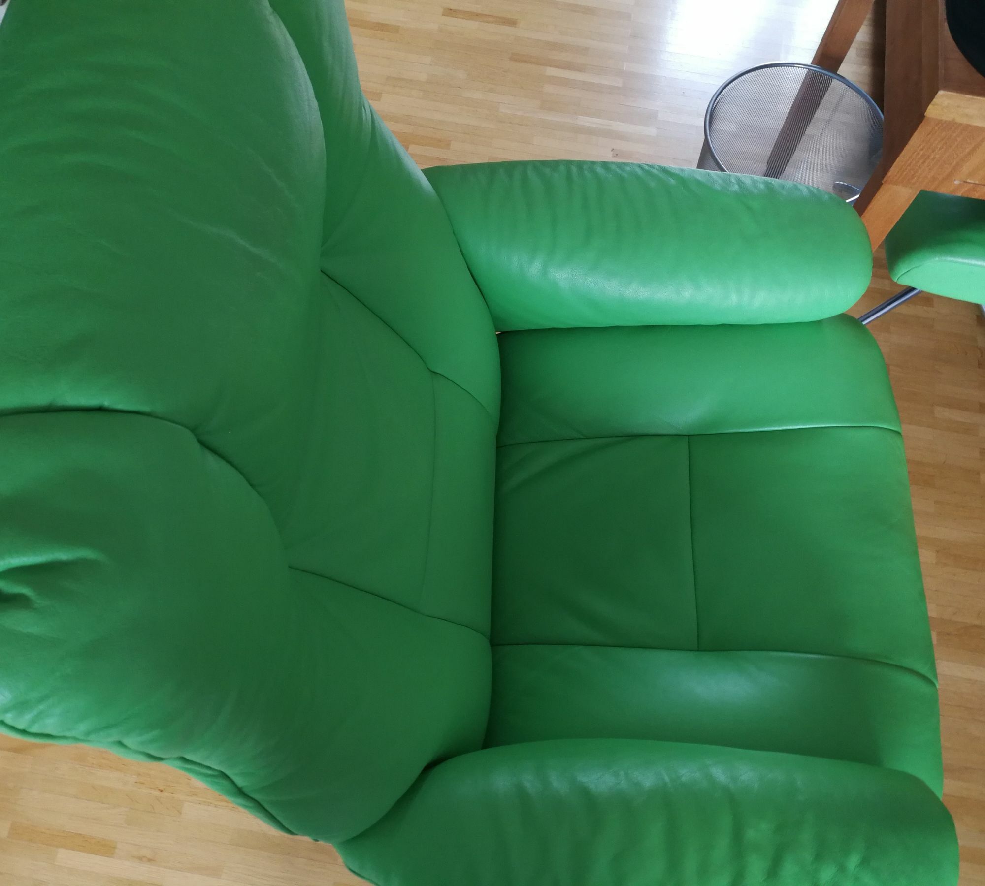 Sessel Leder Holz Grün 5