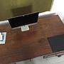 Vintage Schreibtisch Holz Glas Braun 4