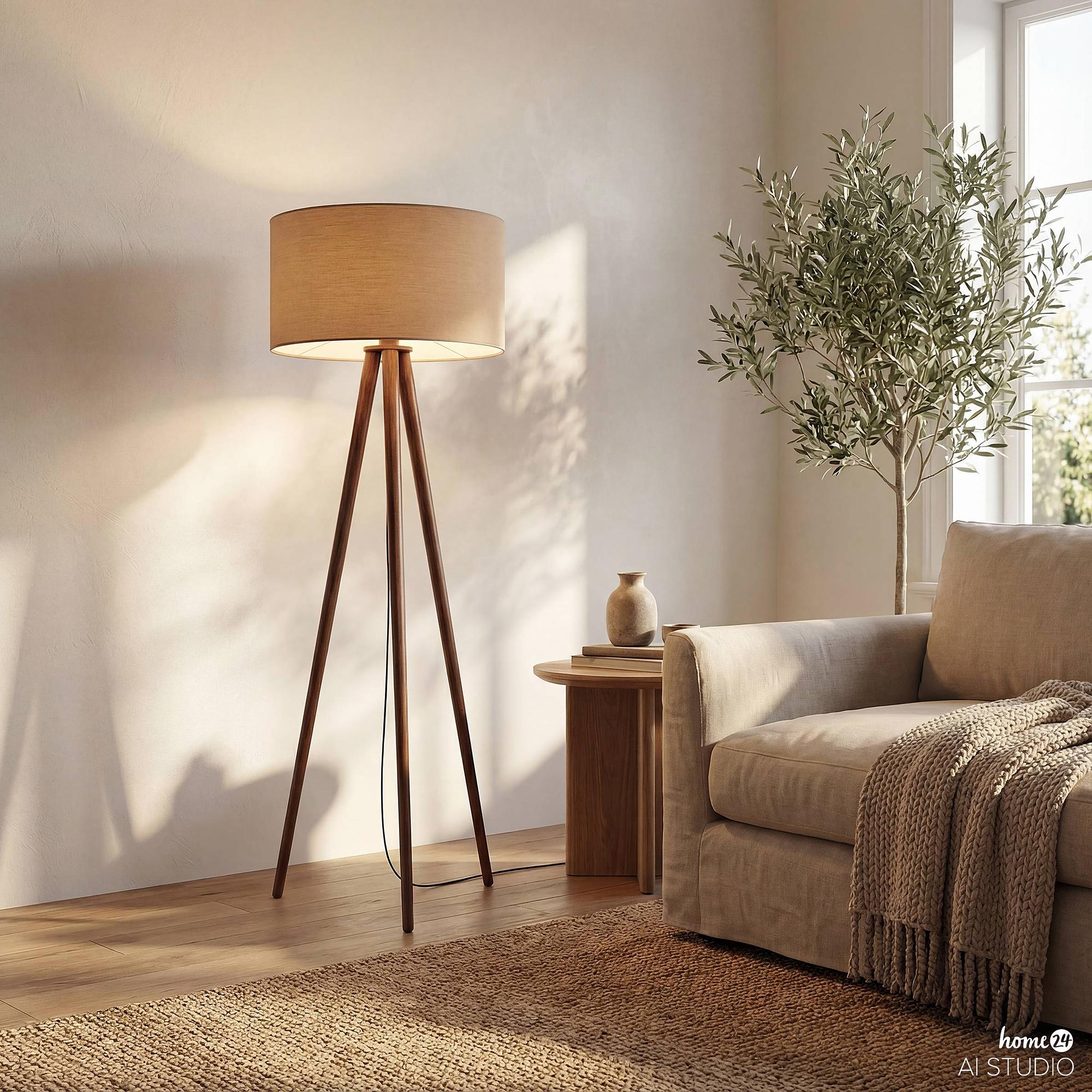 Floor lamp Lunix 1-light Solid Pine Terry Taupe 3