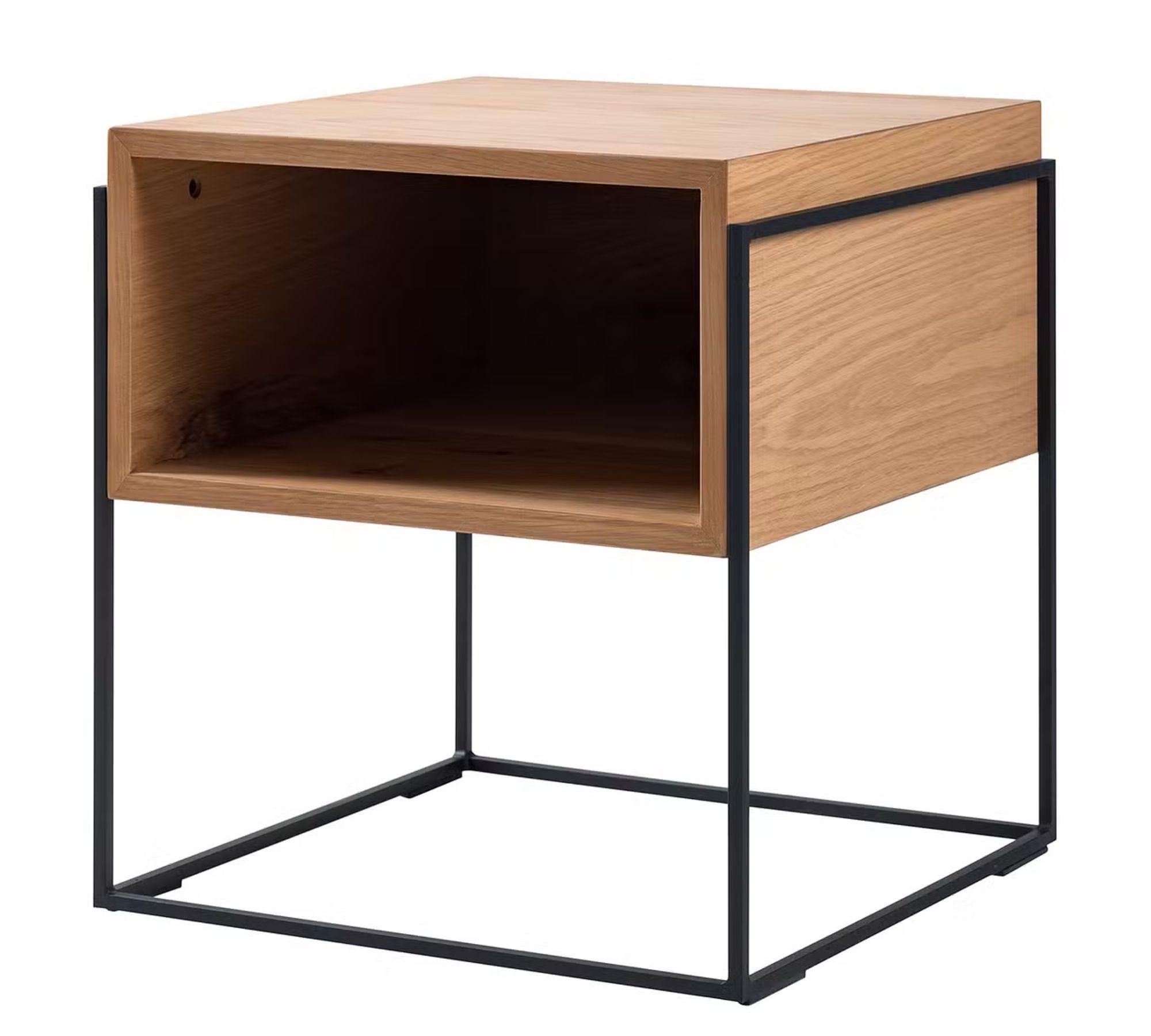 Nachttisch Cubus Echtholzfurnier Eiche / Schwarz 0