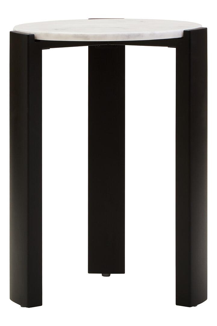 Palermo Round Side Table Marble Wood Black White 1