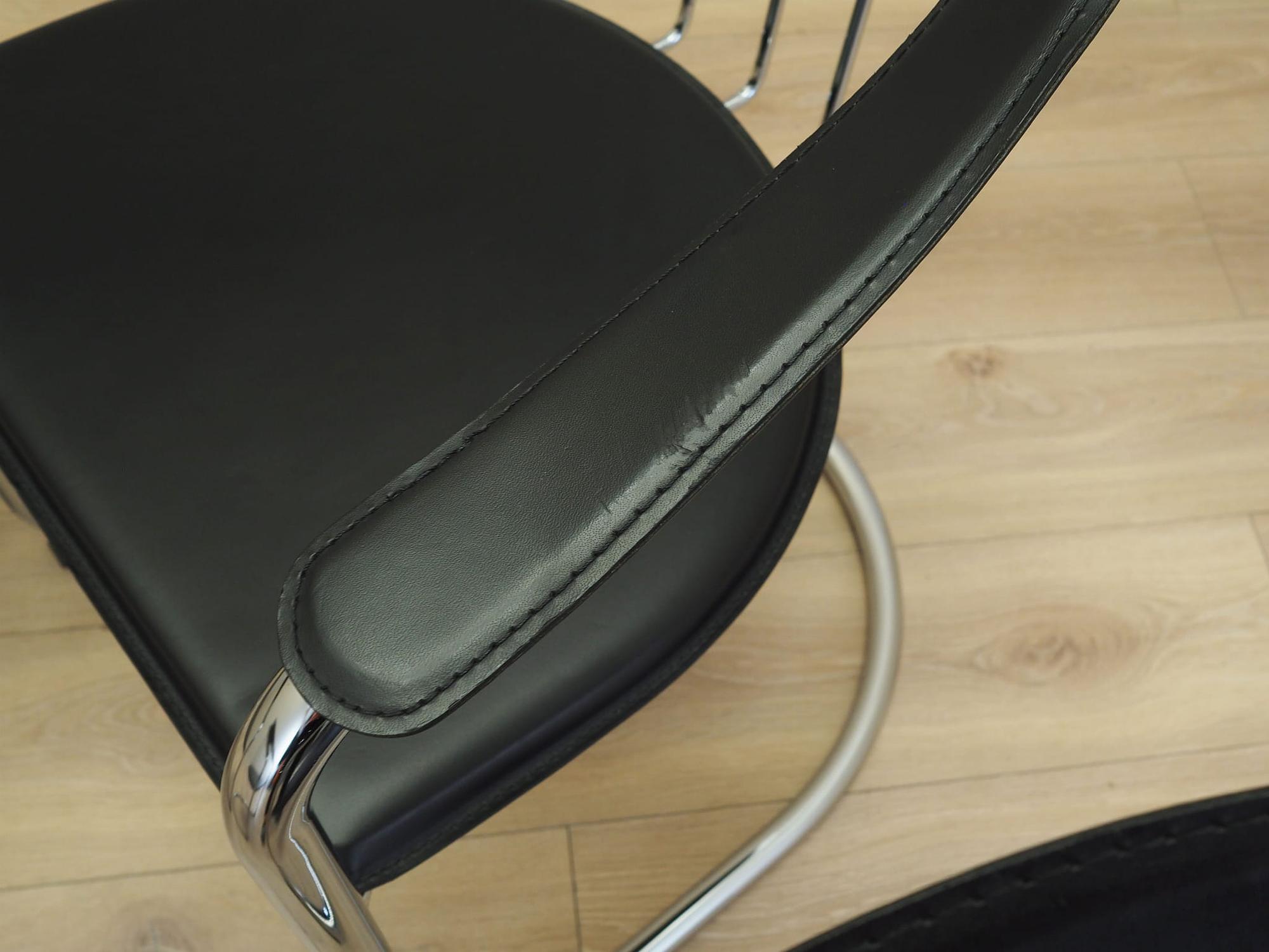 4x Dining chair leather metal 1980s 8