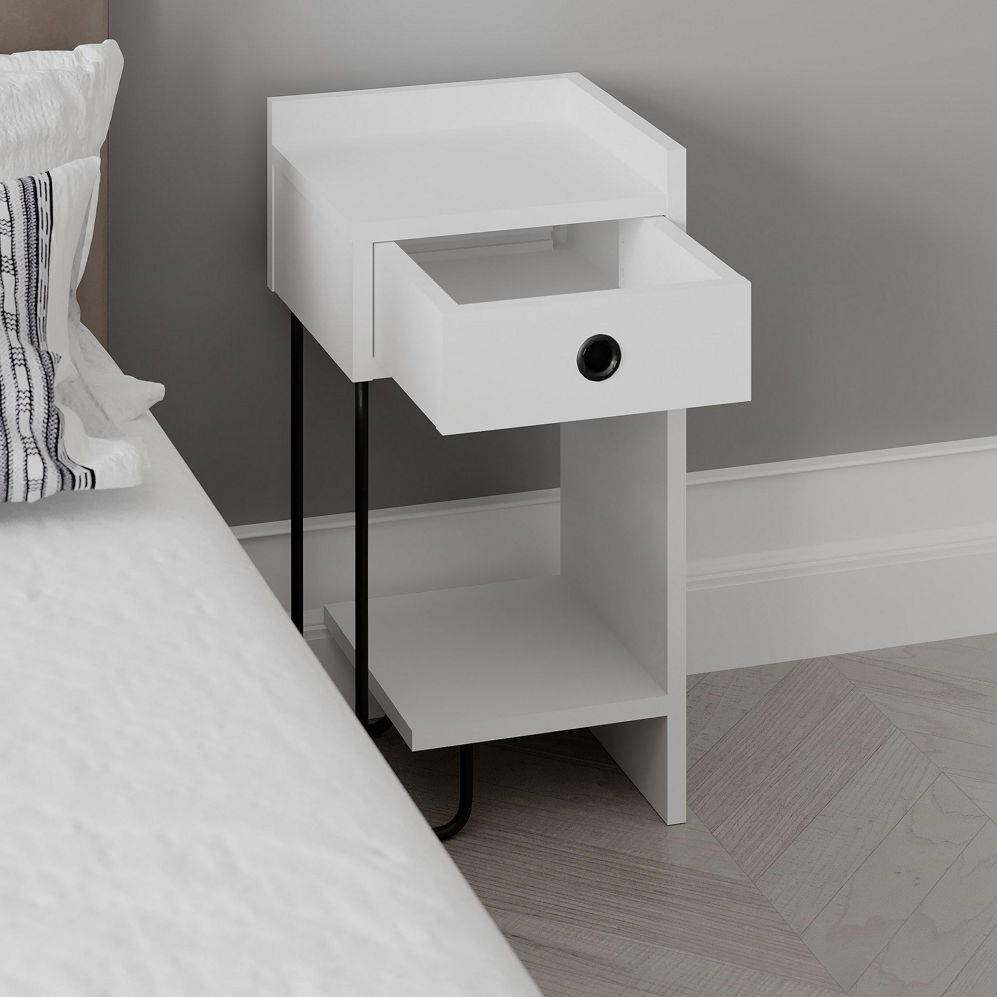 Sirius Bedside Table Right White 9