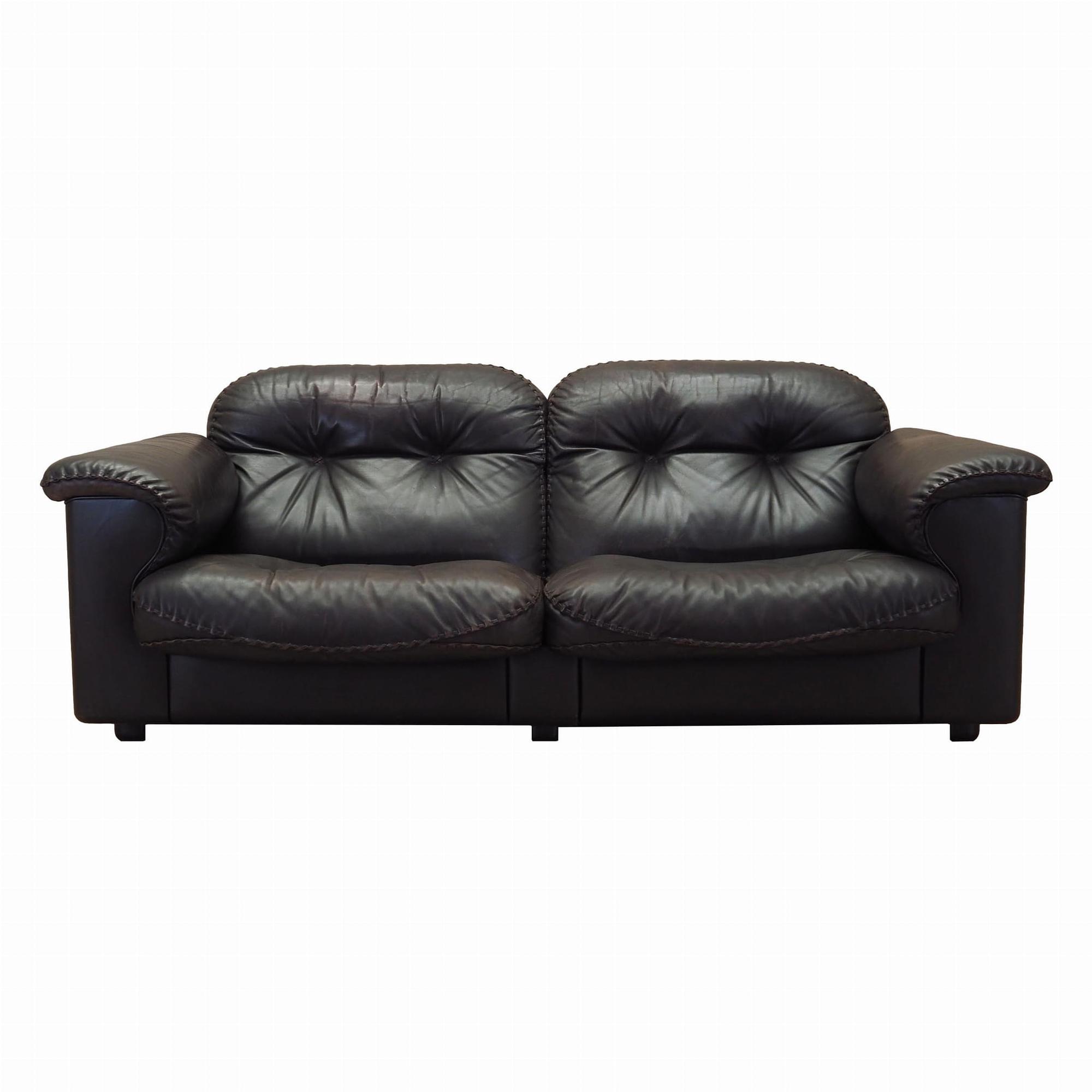 2-Sitzer Sofa Leder Dunkelbraun 1970er Jahre 0
